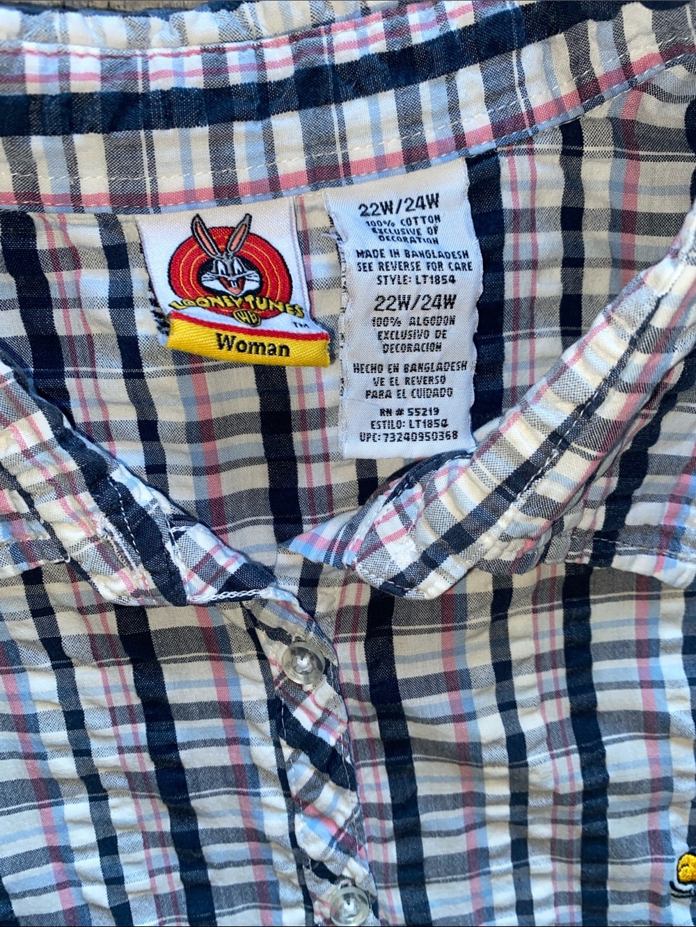 Looney TunesWarner Bros. Tweety and Sylvester Plaid Button-Up - Picture 2 of 6
